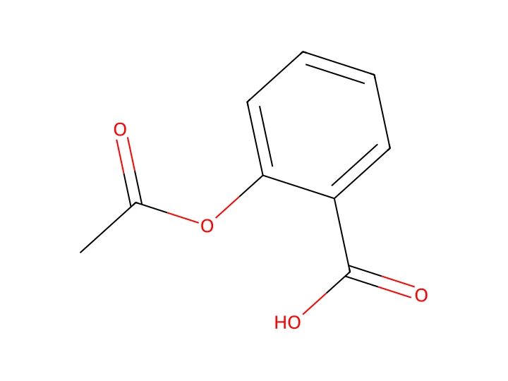 Aspirine : un acide carboxylique et un ester (l'acétyle)