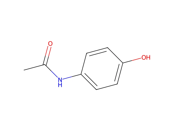 Paracétamol : un phénol et une fonction amide sur un cycle benzénique